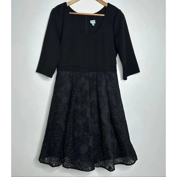 Plenty By Tracy Reece Anthropologie Black Eliza Fit & Flare Dress Size 12 - Picture 2 of 13